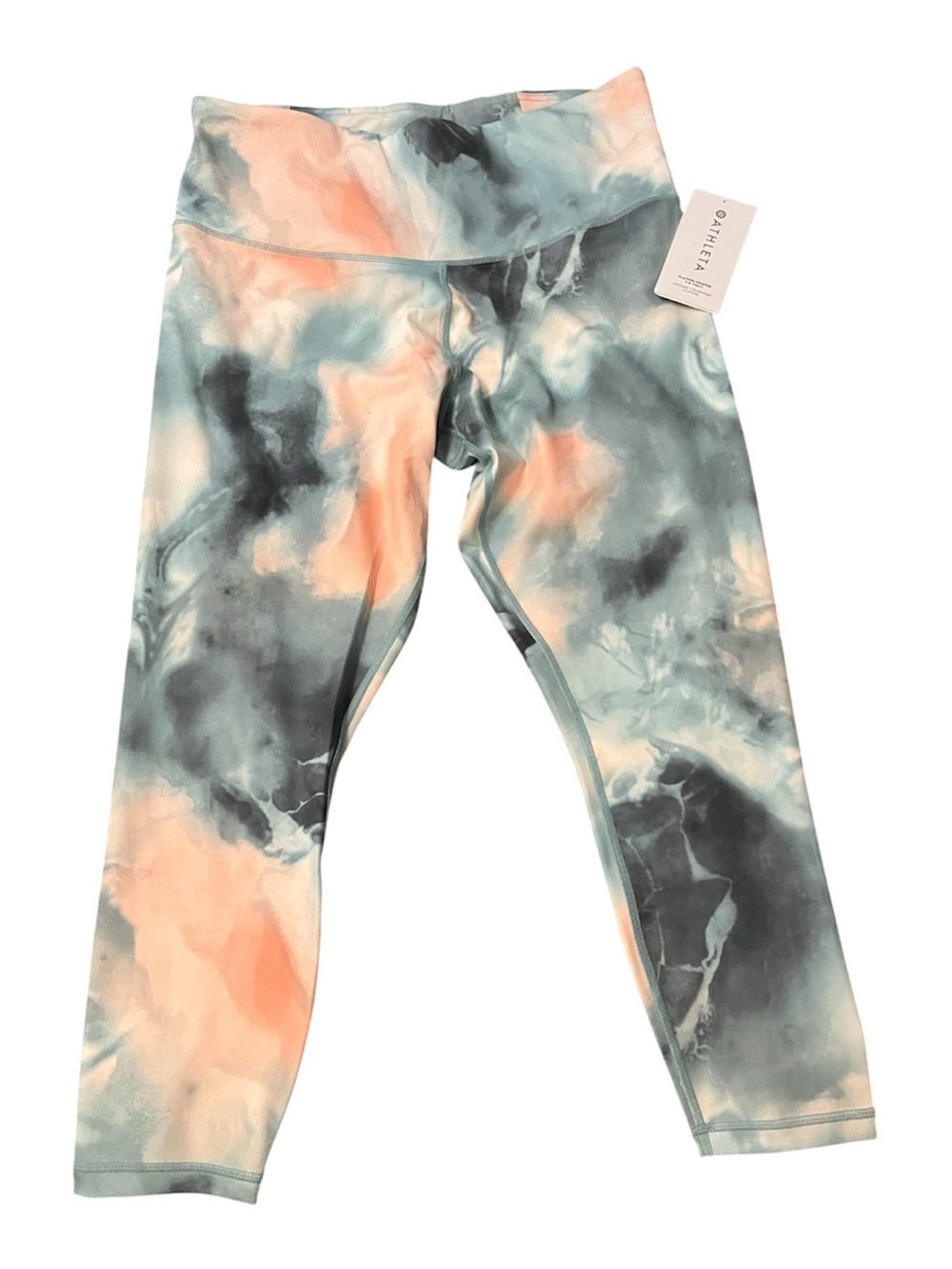 Athleta Marble-Print Leggings in Coral & Teal